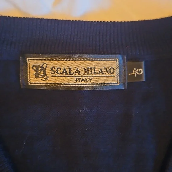 Mens Black Vneck Wool Sweater Lg - Picture 2 of 4